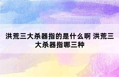 洪荒三大杀器指的是什么啊 洪荒三大杀器指哪三种